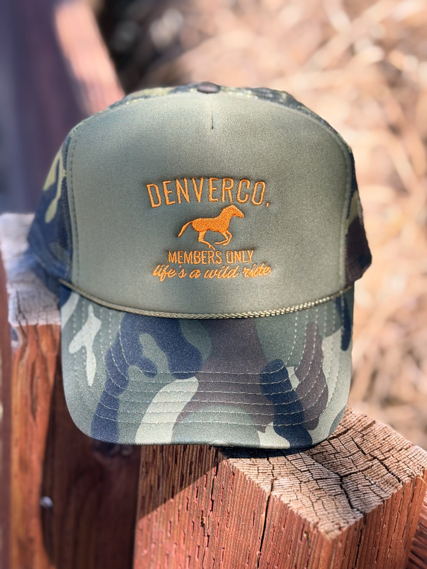 Life's A Wild Ride DENVERCO. Camo Trucker Hat