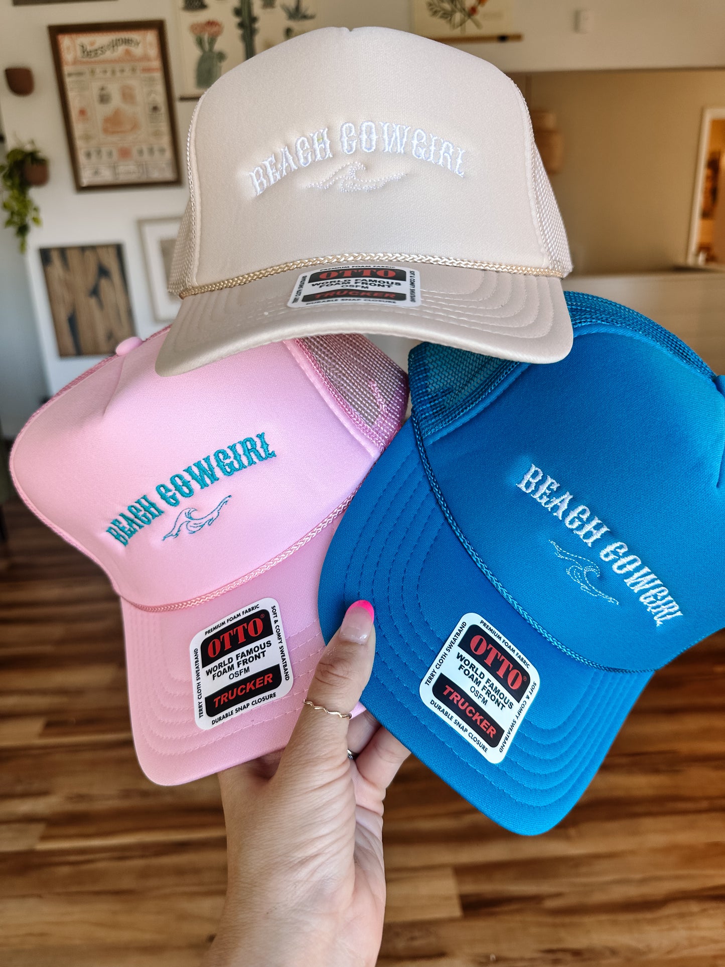 Beach Cowgirl Embroidered Foam Trucker Hat
