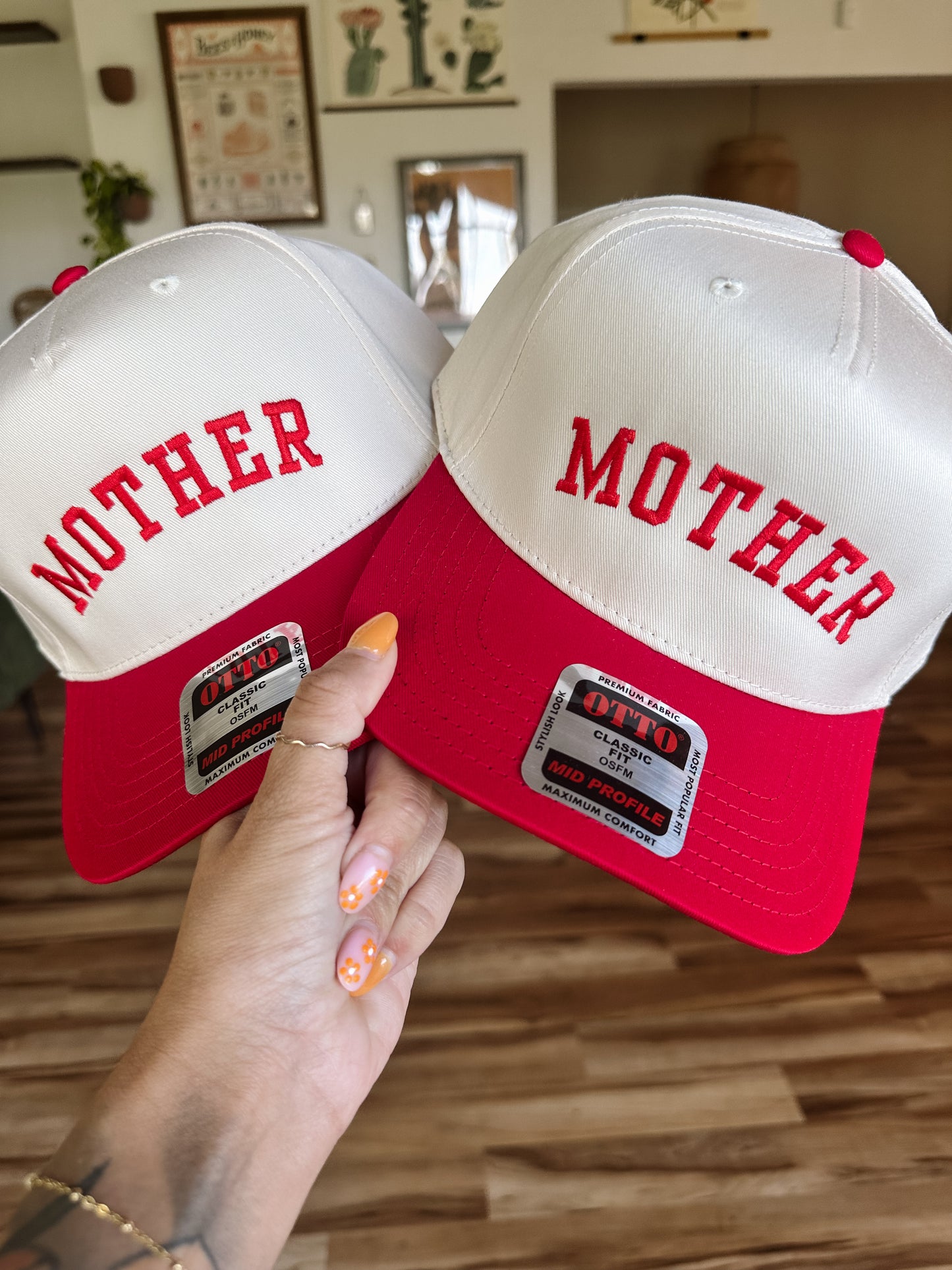 Red Mother Embroidered Hat