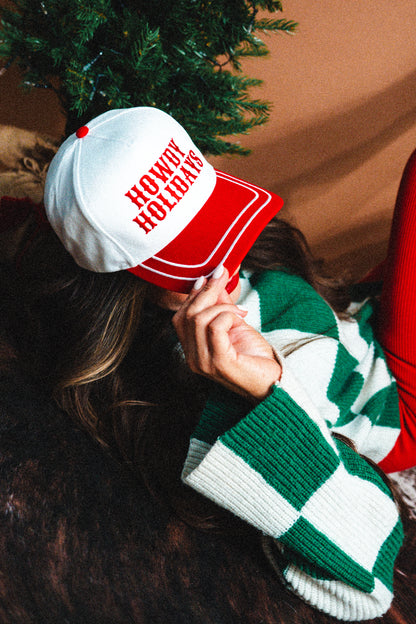 Howdy Holidays Red & White Stitched Bill