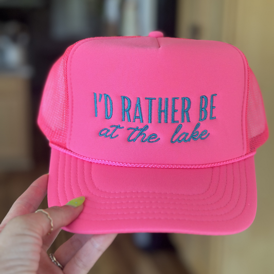 I'd Rather Be At The Lake Embroidered Trucker Hat