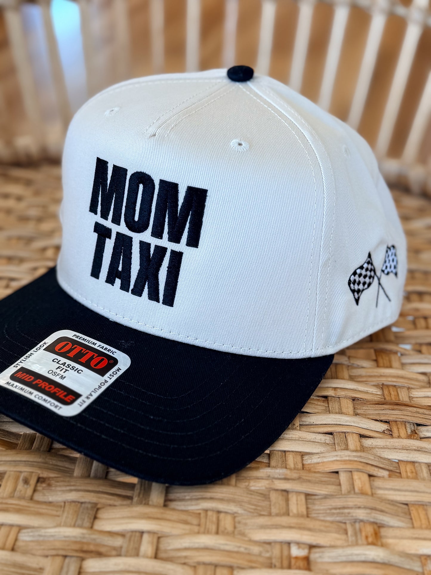 Mom Taxi Checkered Flag Embroidered Hat