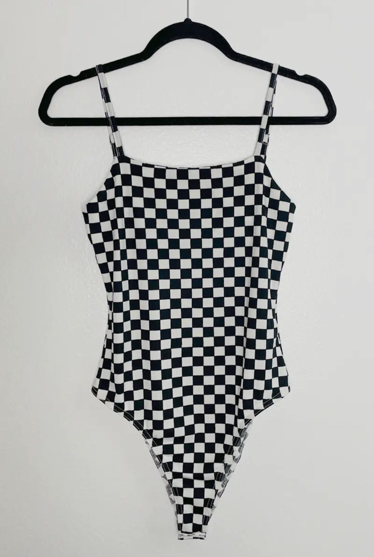 Checkered Ribbed Bodysuit