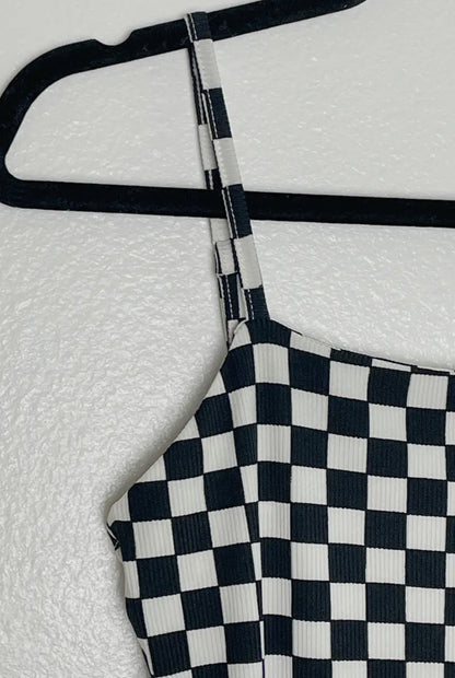 Checkered Ribbed Bodysuit