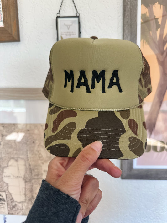 Mama Camo Embroidered Trucker Hat