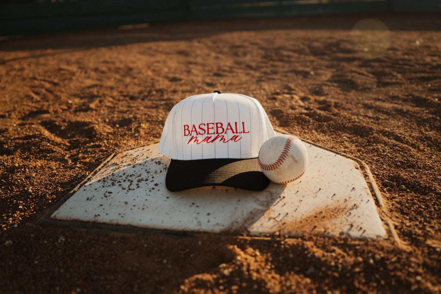 Baseball Mama Pinestripe Embroidered Hat