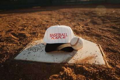 Baseball Mama Pinestripe Embroidered Hat