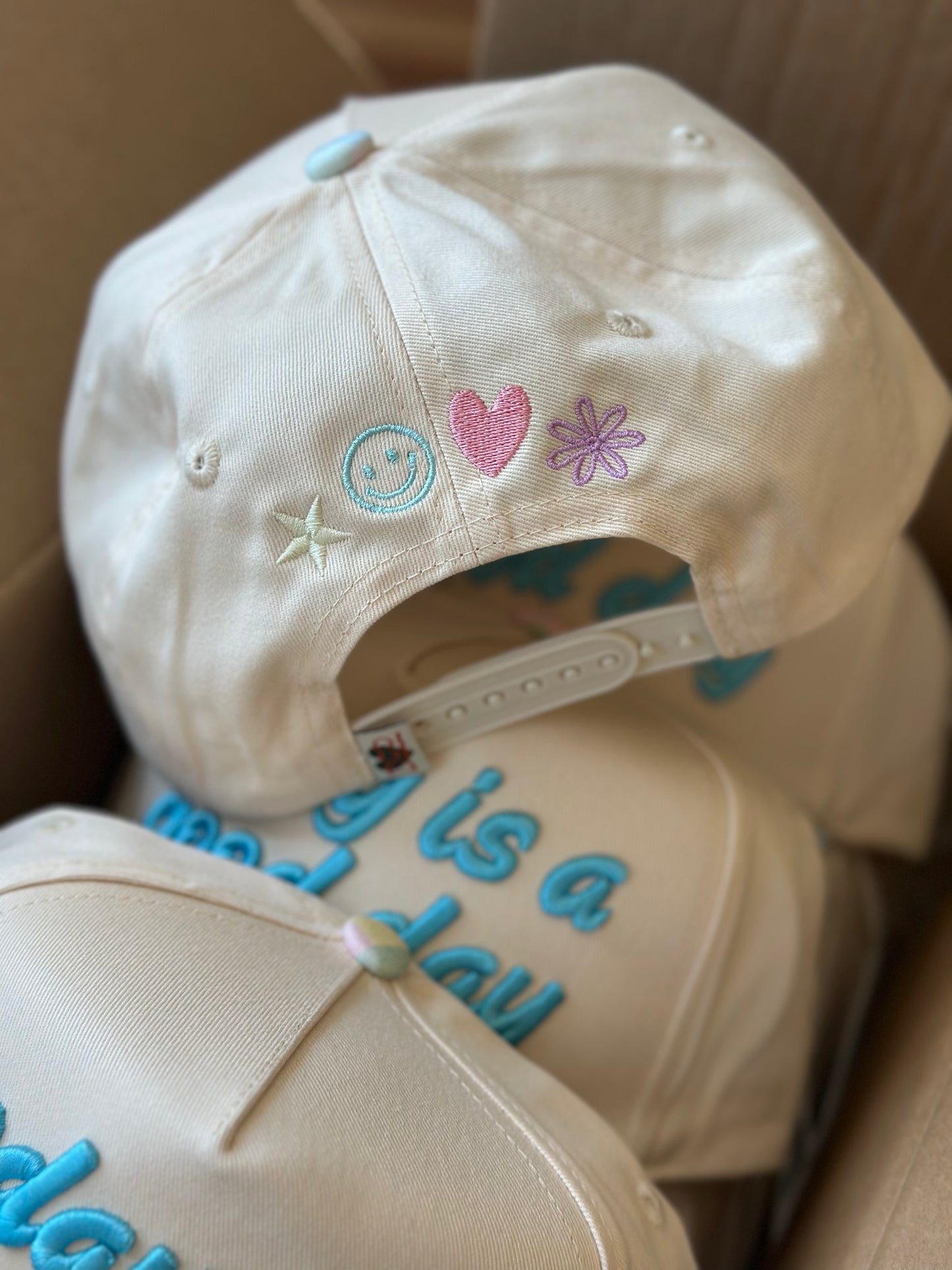 Today Is A Good Day 3D Puff Pastel Checkered Hat