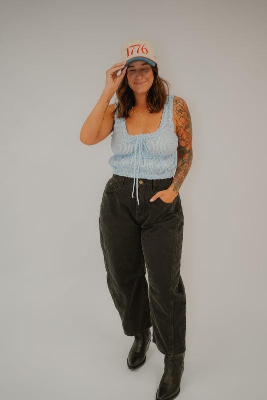Blue Gingham Crop Top