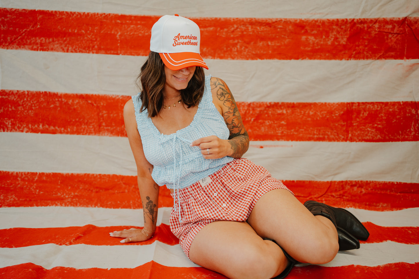 Blue Gingham Crop Top