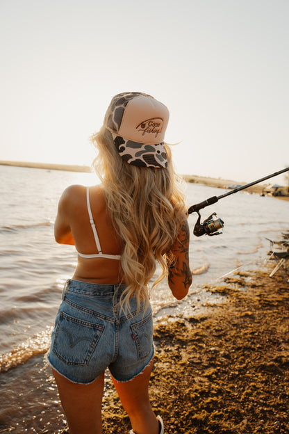 Gone Fishing Embroidered Trucker Hat