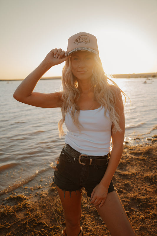 Gone Fishing Embroidered Trucker Hat