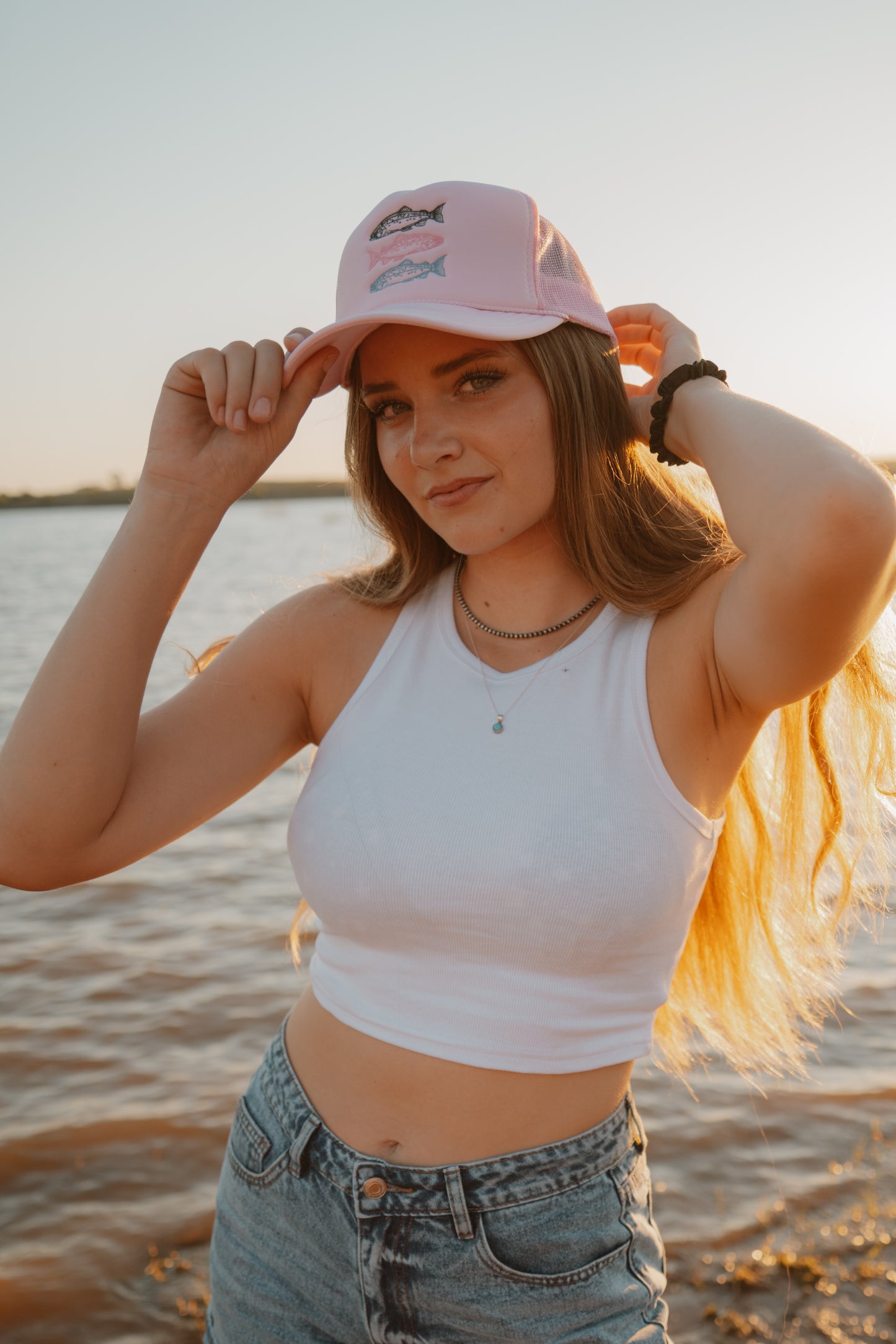 Fish Embroidered Trucker Hat