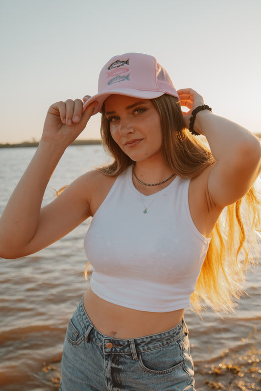 Fish Embroidered Trucker Hat