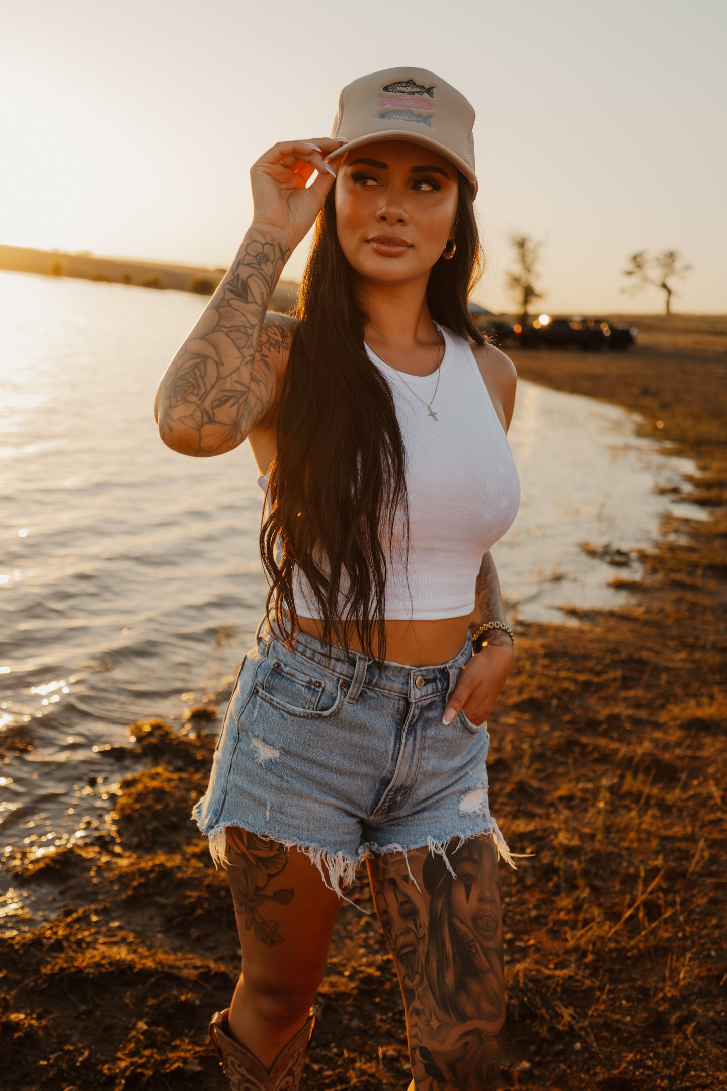 Fish Embroidered Trucker Hat