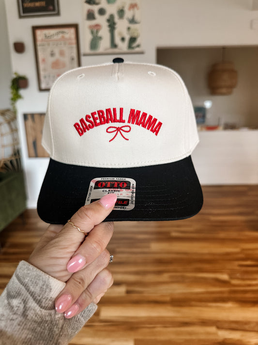 Baseball Mama Bow Embroidered Hat