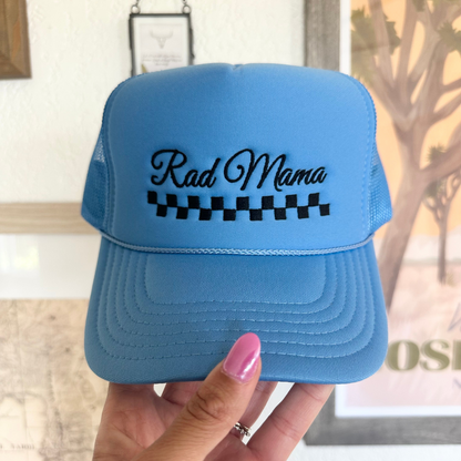 Rad Mama Checkered Embroidered Trucker Hat